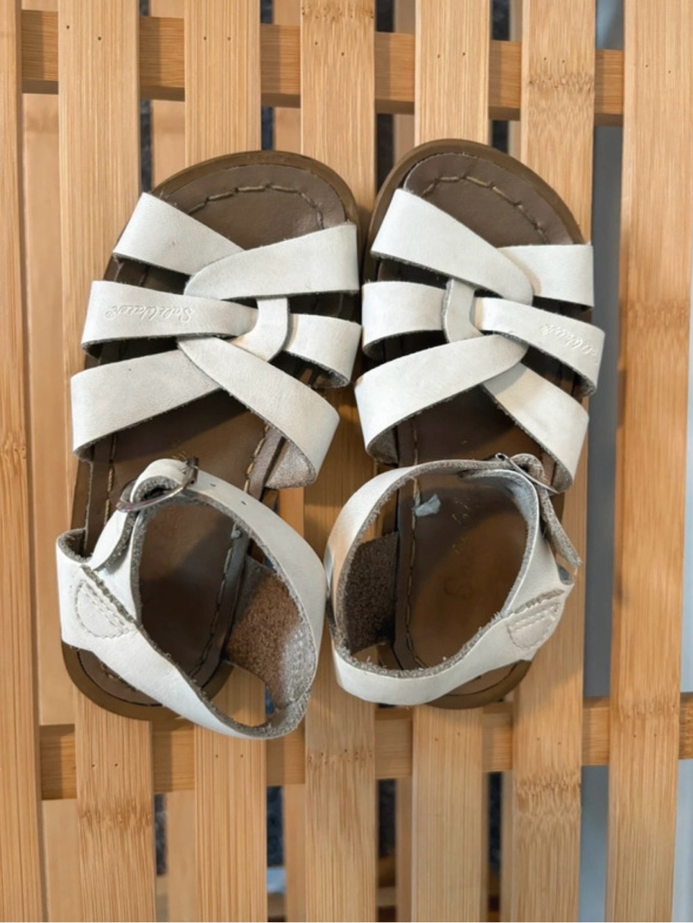 Salt Water Sandals by Hoy White Strappy Kids Sandals
